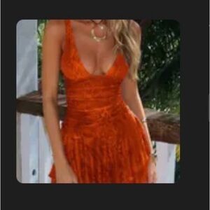 Elegant Orange Sleeveless Dress